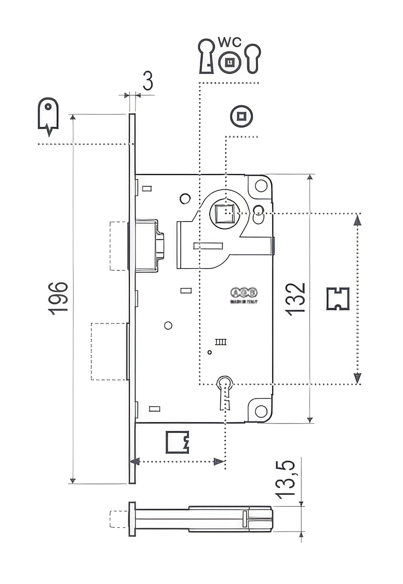 Centro Focus technical drawing