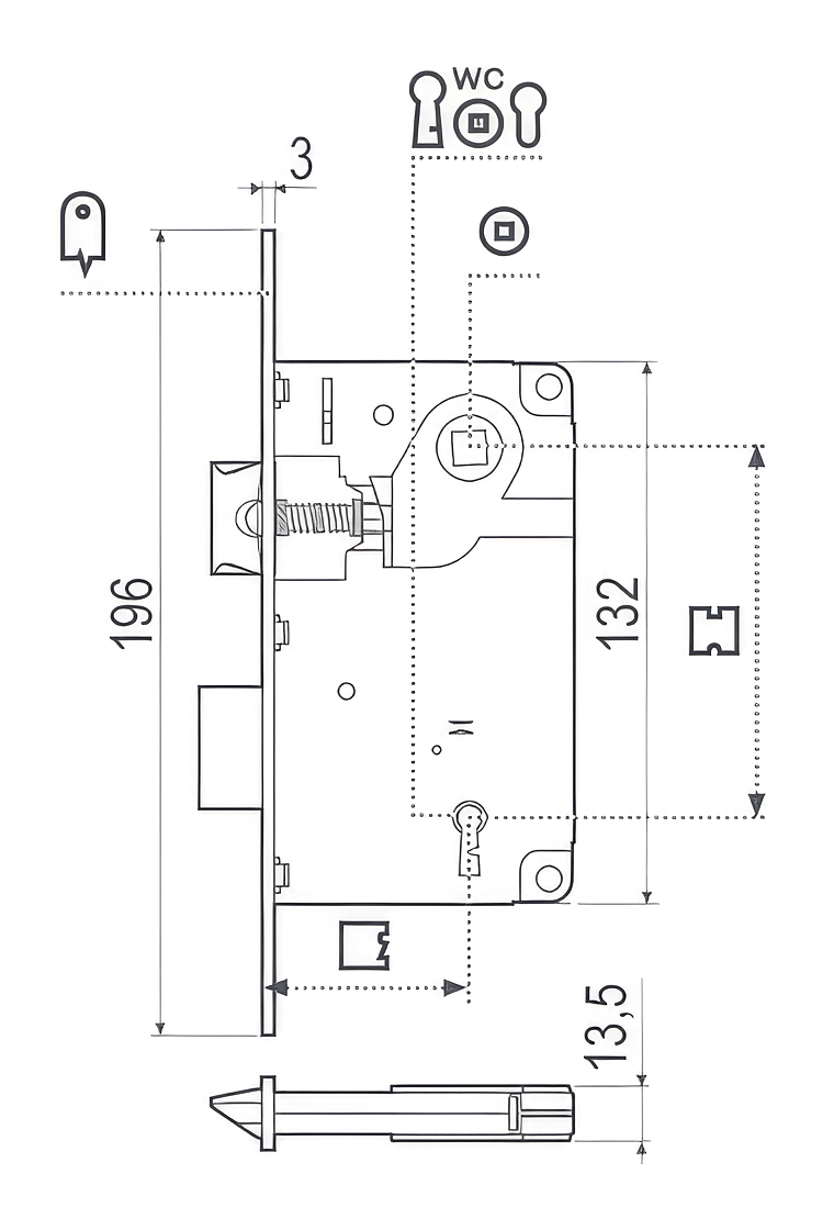 Centro technical drawing