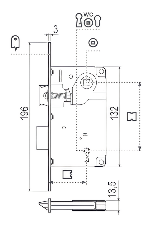 Centro technical drawing