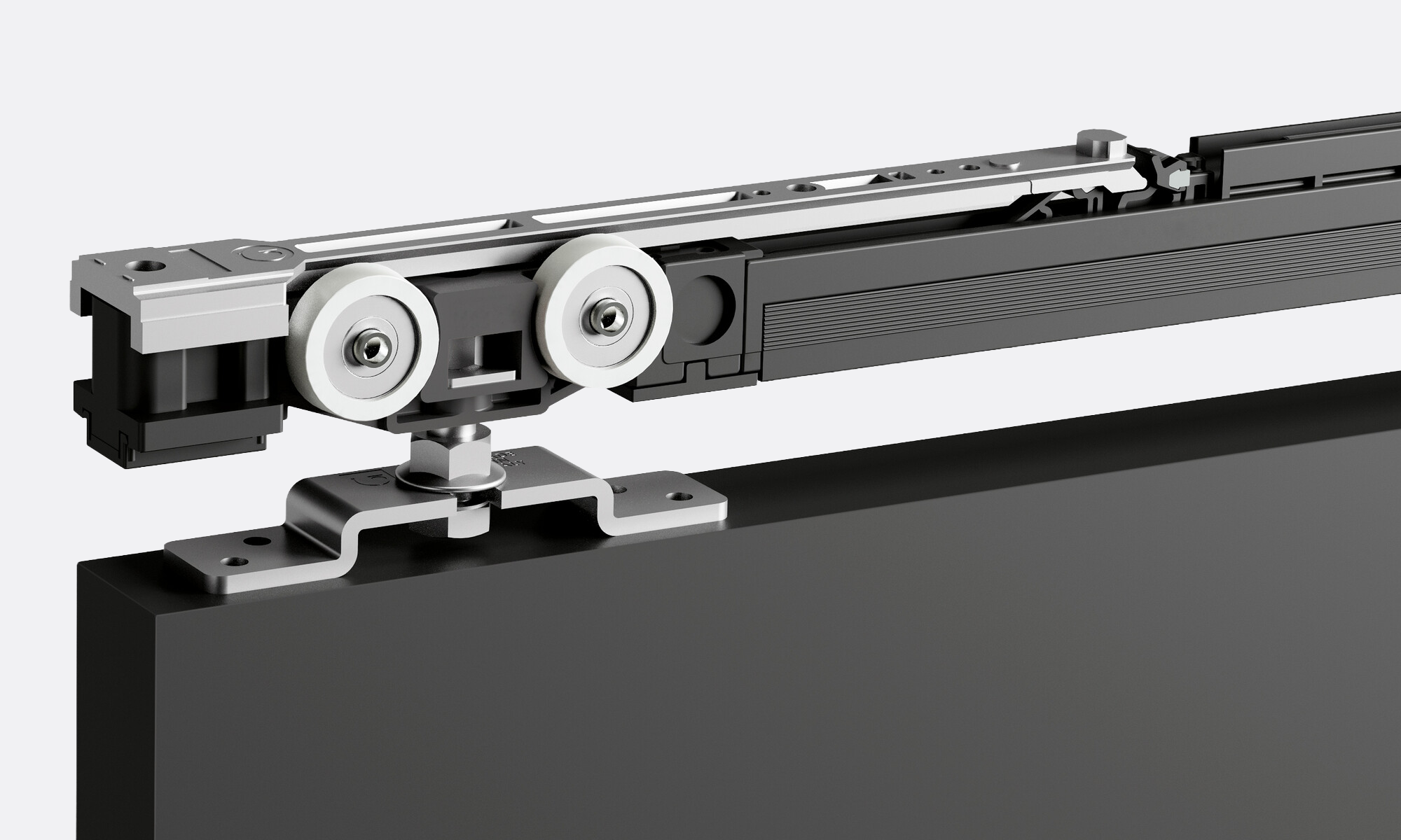 Close-up of Classic Fluid's sliding door mechanism