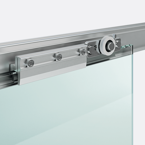 Glass sliding door mechanism with a clear glass panel