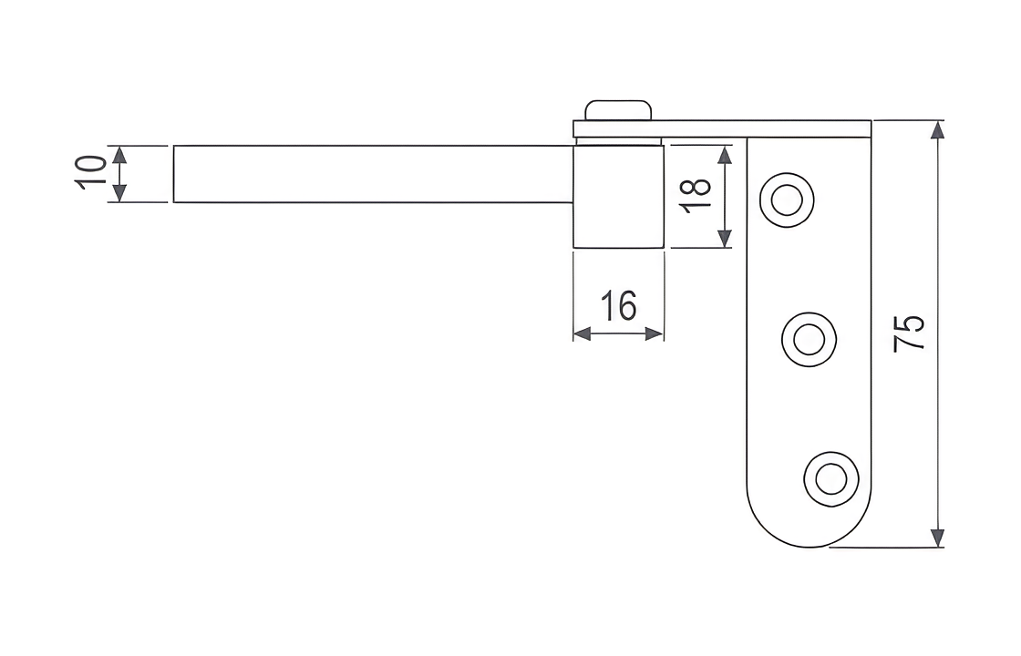 Technical drawing of hinge