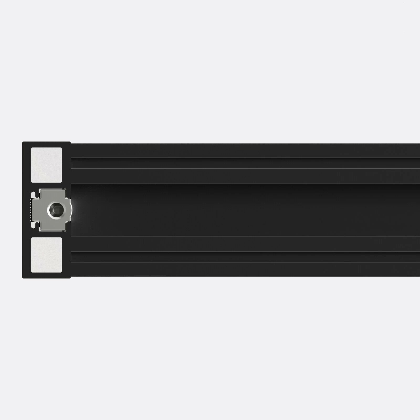 Close-up of Diva Fluid Frame's vertically slim upright profile for supporting glass panel with reduced visible framing