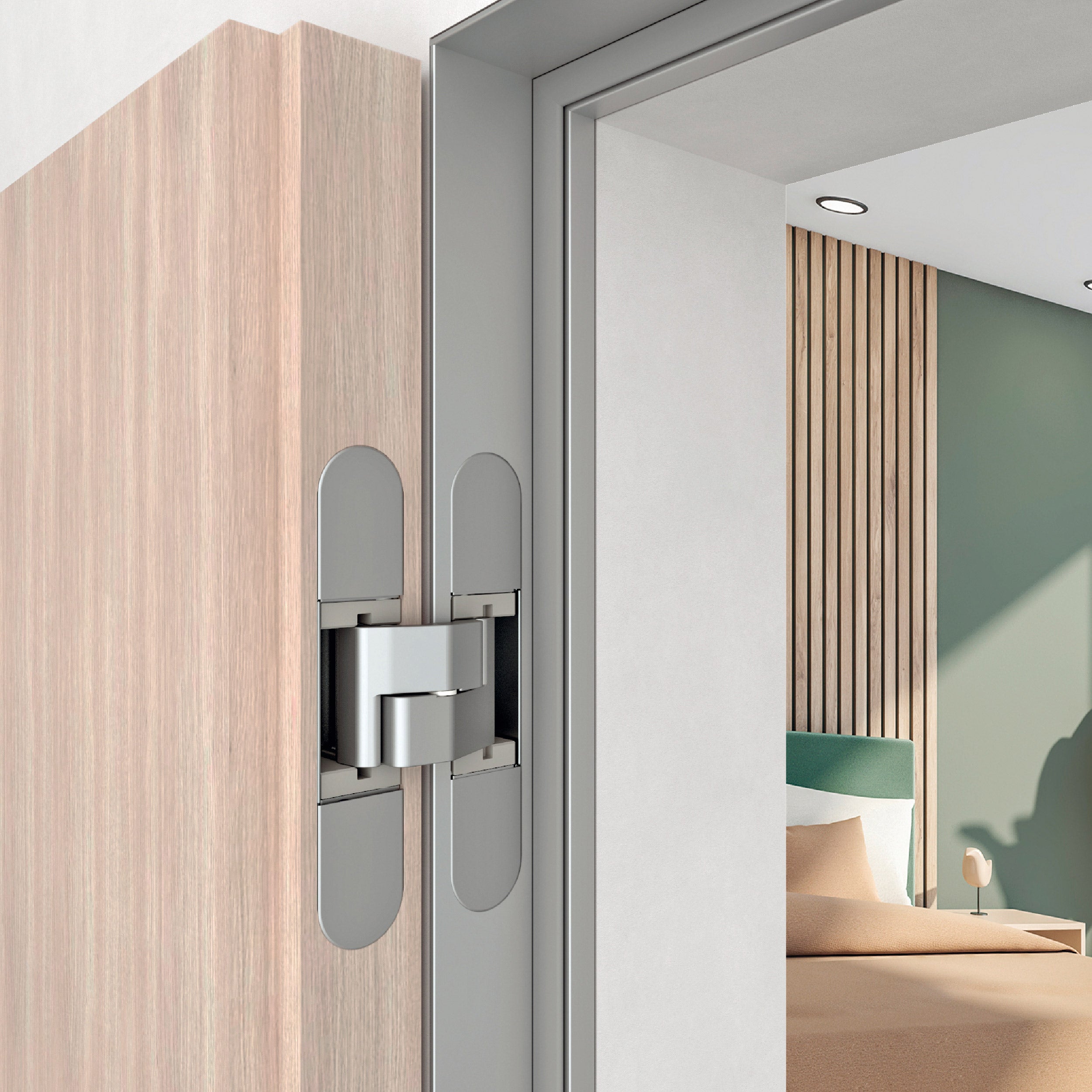 Close-up of Eclipse 3.2 installed on a light wood door
