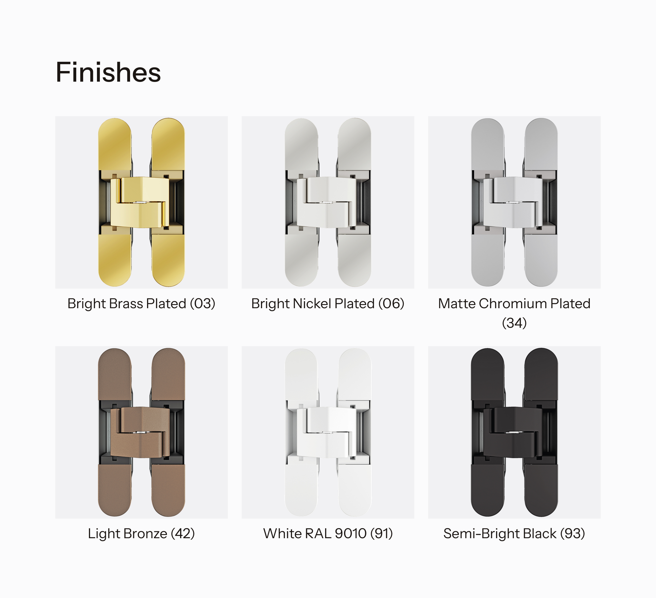Overview of finishes available for Eclipse 3.44