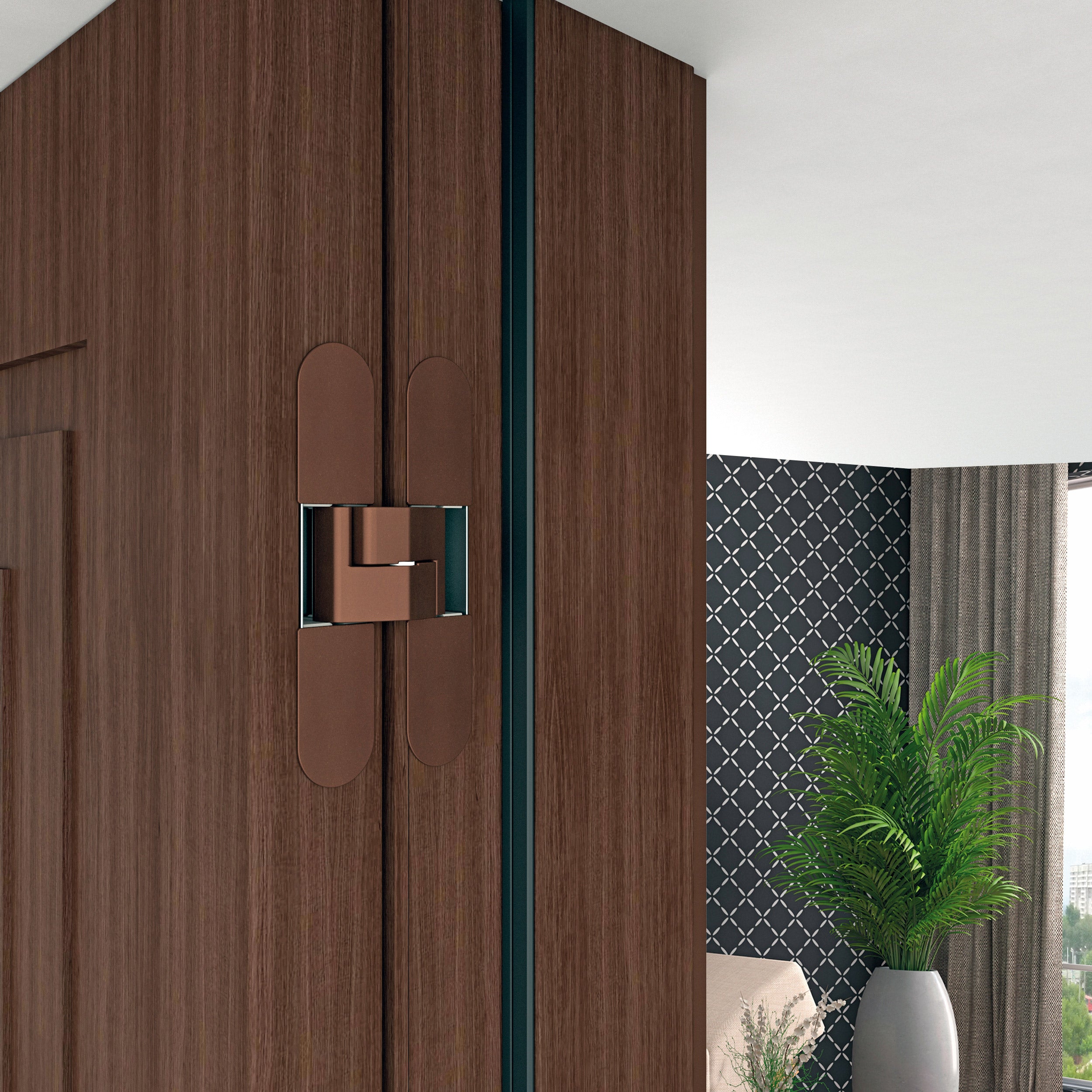 Close-up of Eclipse 3.0 installed on a dark wood door