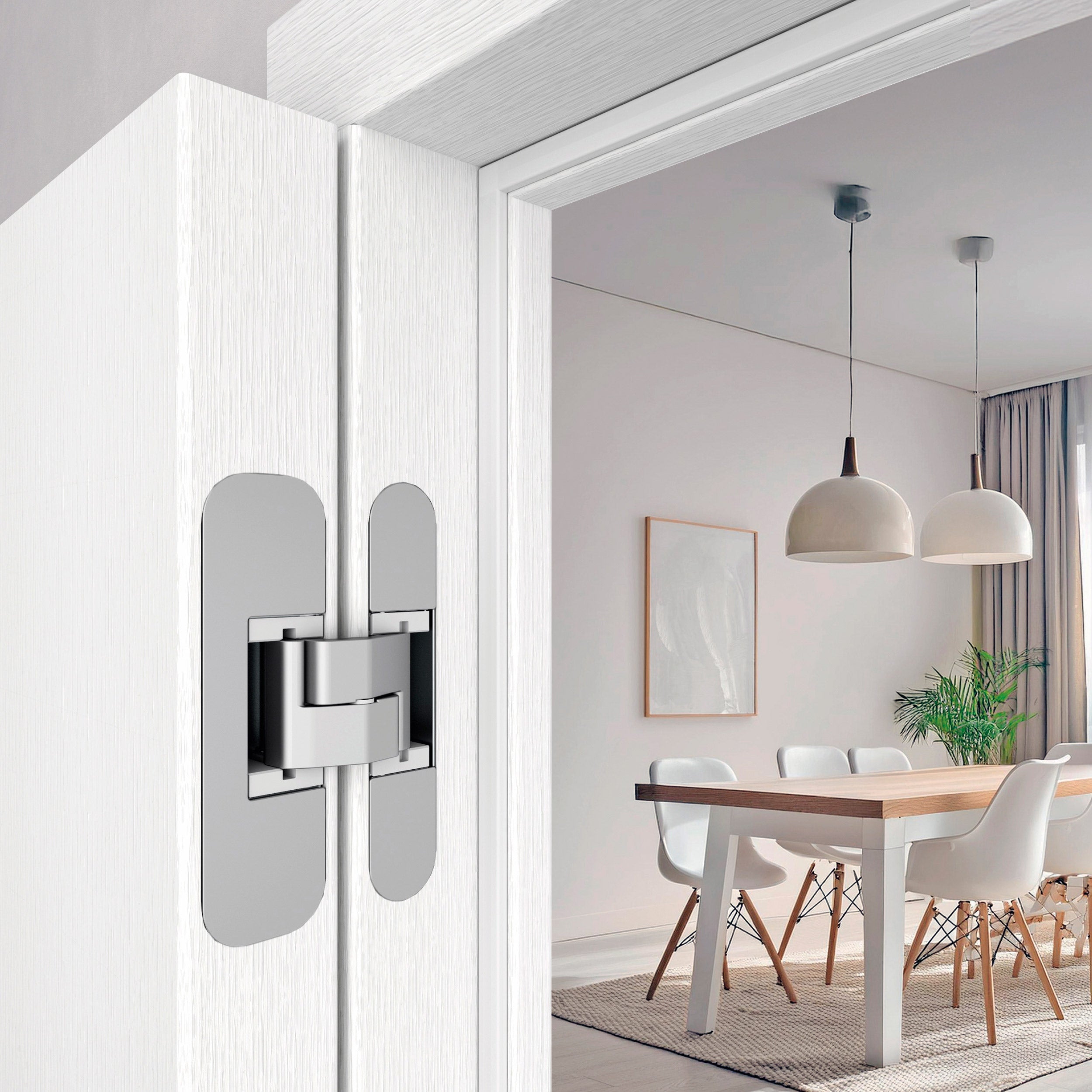 Close-up of Eclipse 3.44 installed on a white wood door