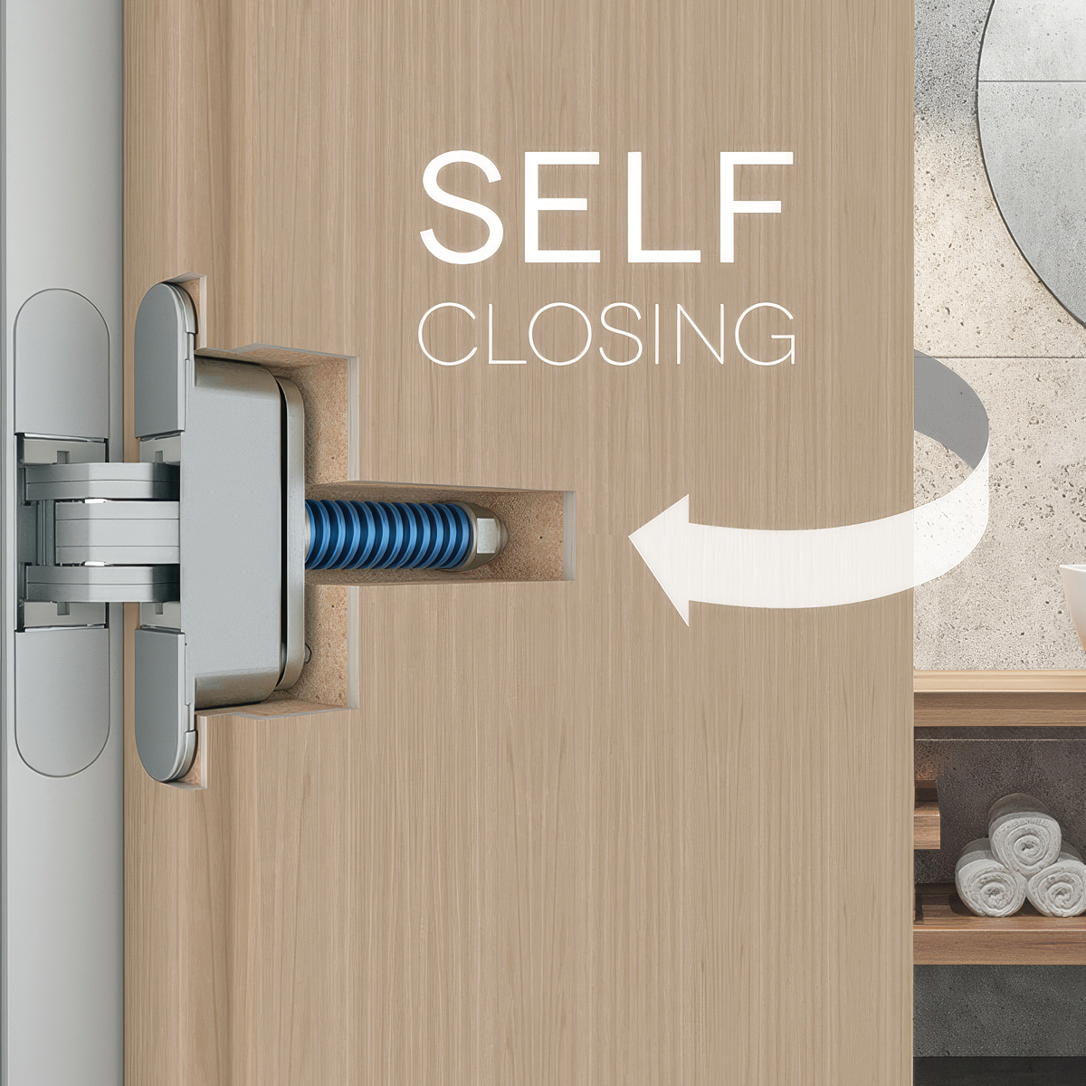 Cross section of wood door with Eclipse 3.2 HD Self installed
