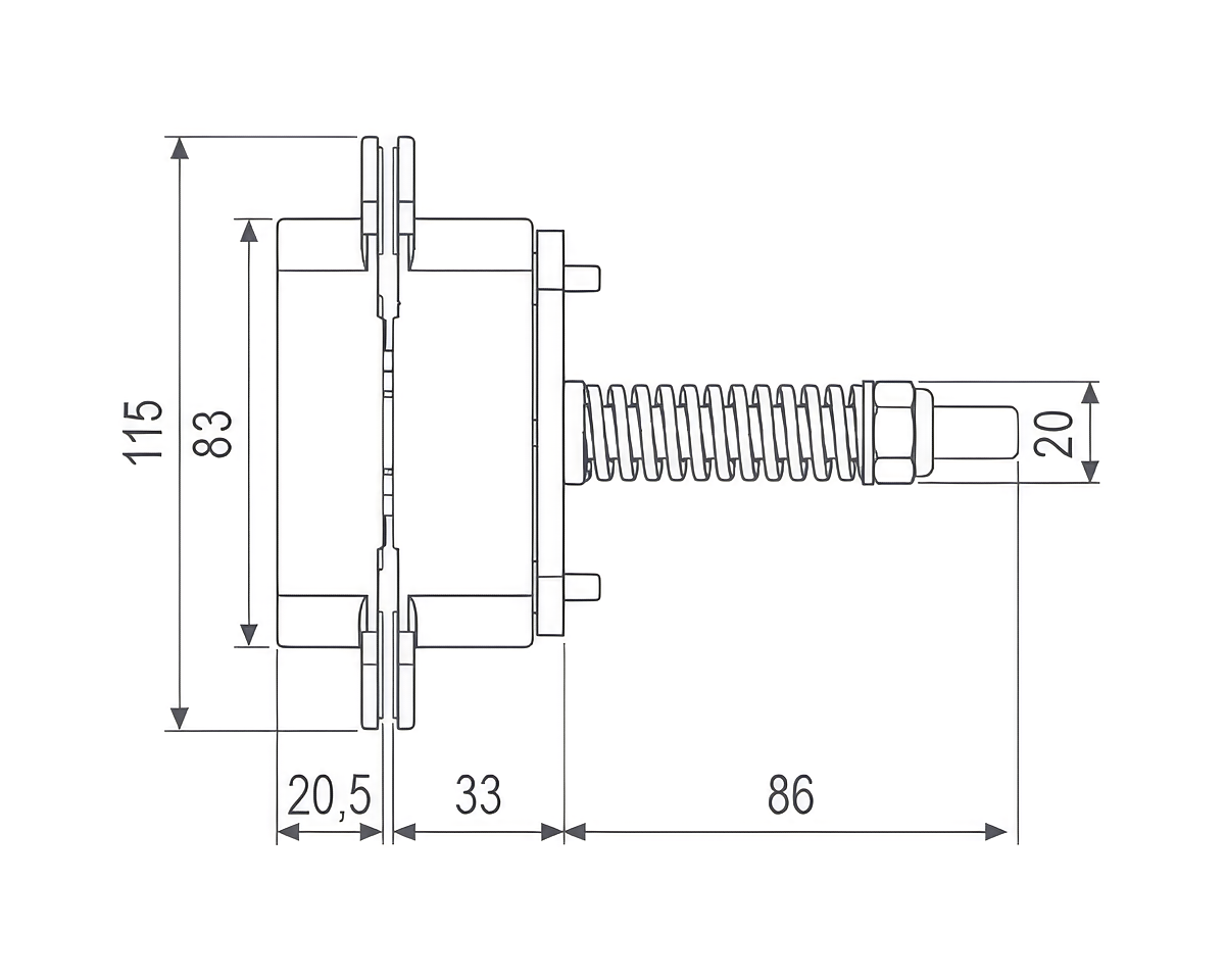 Technical drawing of Eclipse 3.2 HD Self's closing system