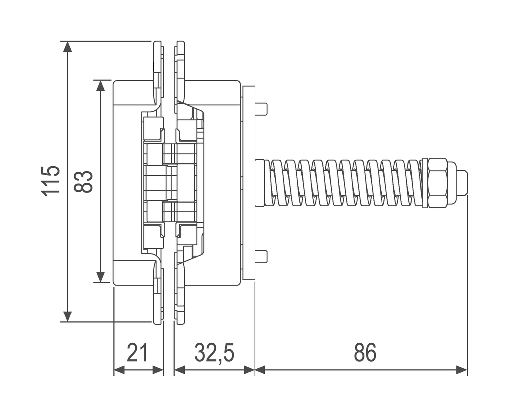 Technical drawing of Eclipse 3.4 HD Self's closing system