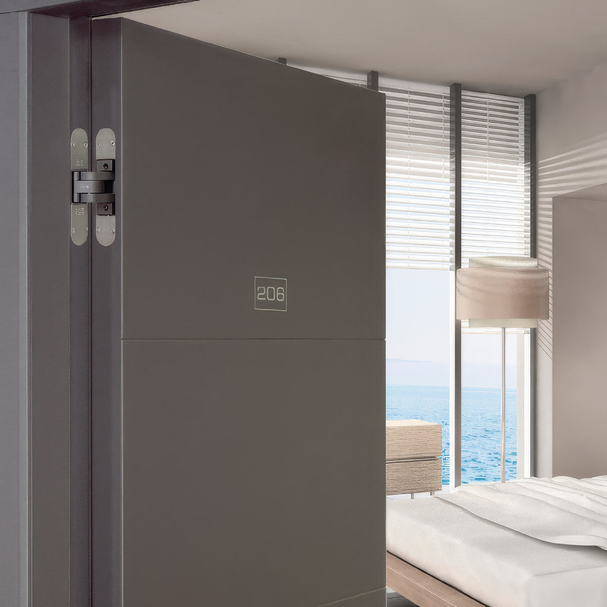 Closeup of brown door with Eclipse Self installed