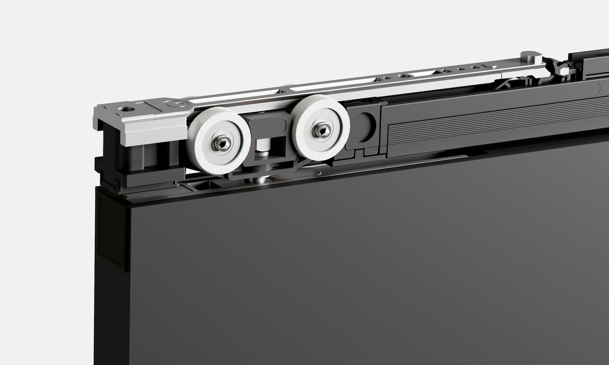 Close-up of Evolution's sliding door mechanism