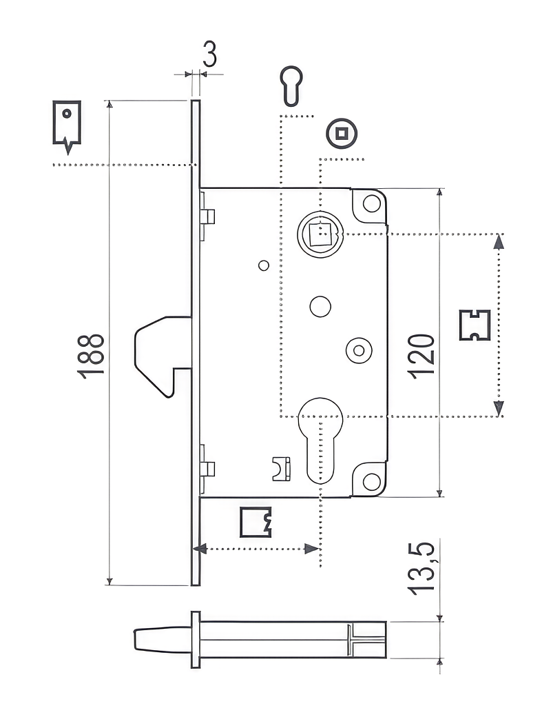 Mod. Gancio technical drawing