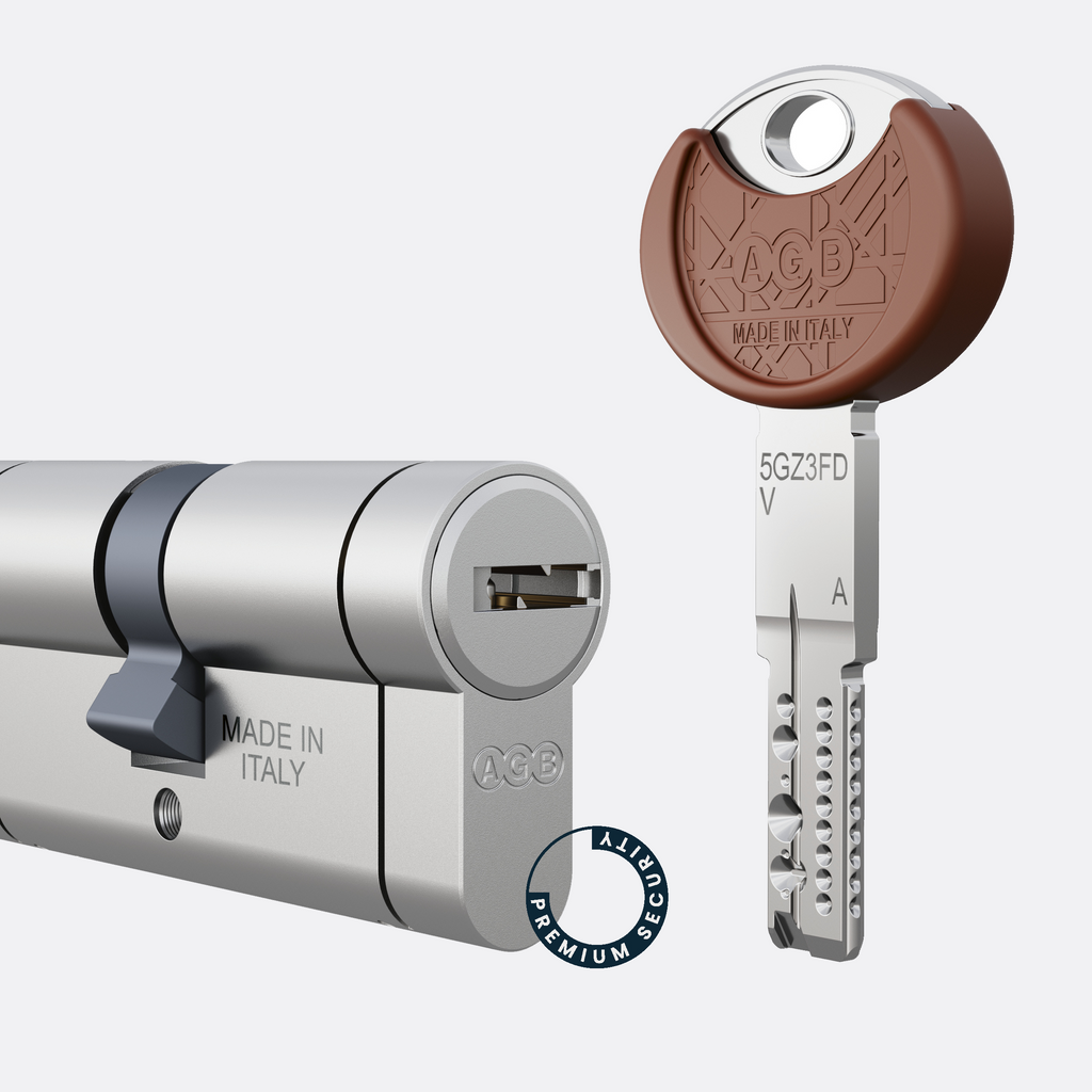 Genio cylinder and key against a white background