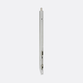 Silver door bolt against a white background