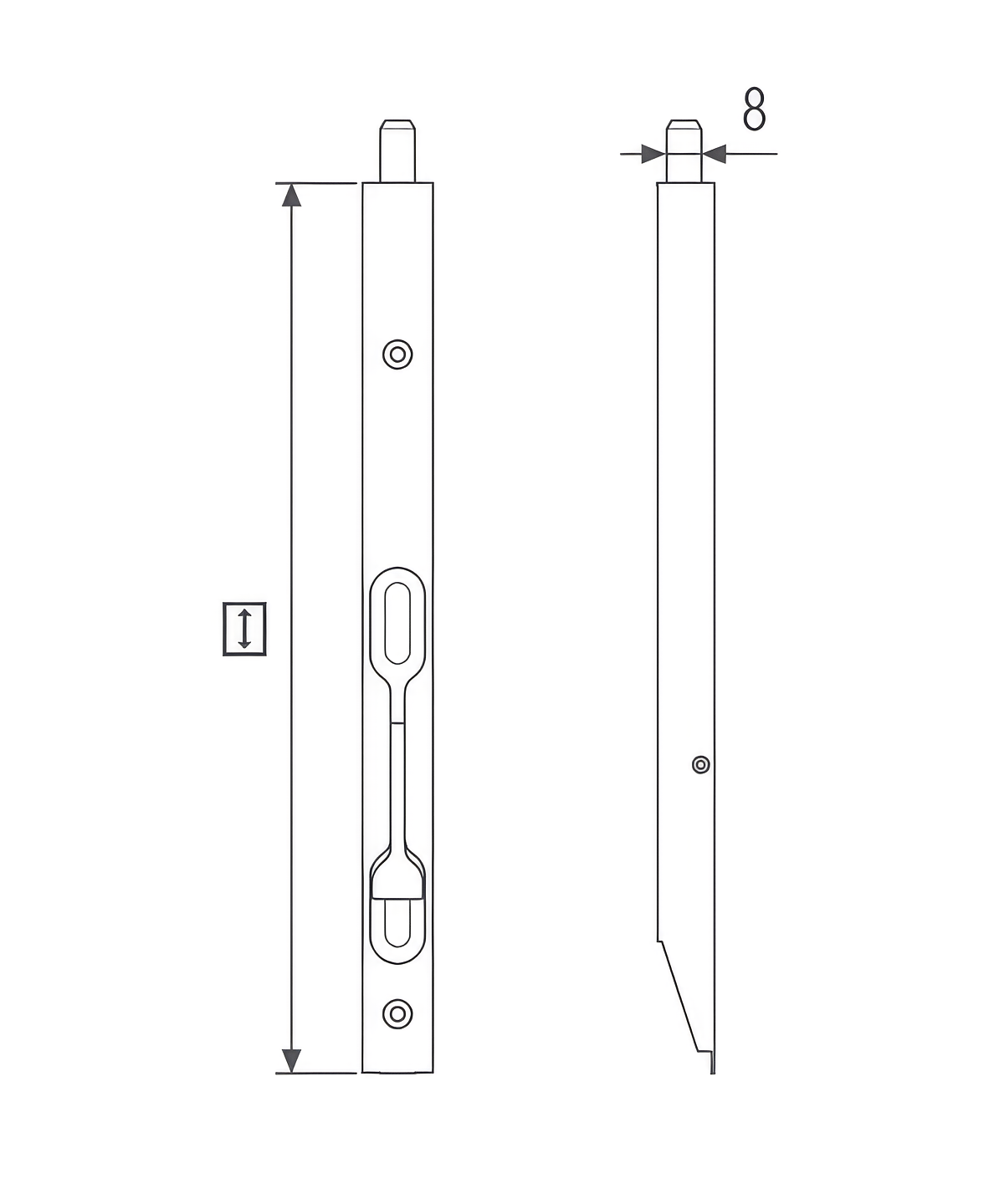 Lever Bolt technical drawing