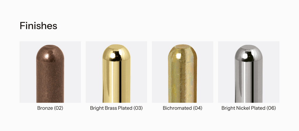 Overview of hinge finishes