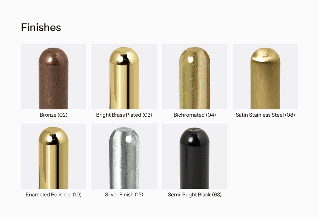 Overview of finishes available for Mod. 131/132