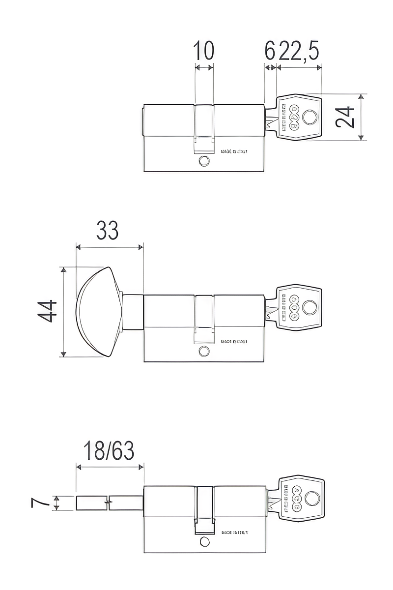 Mod. 600 technical drawing
