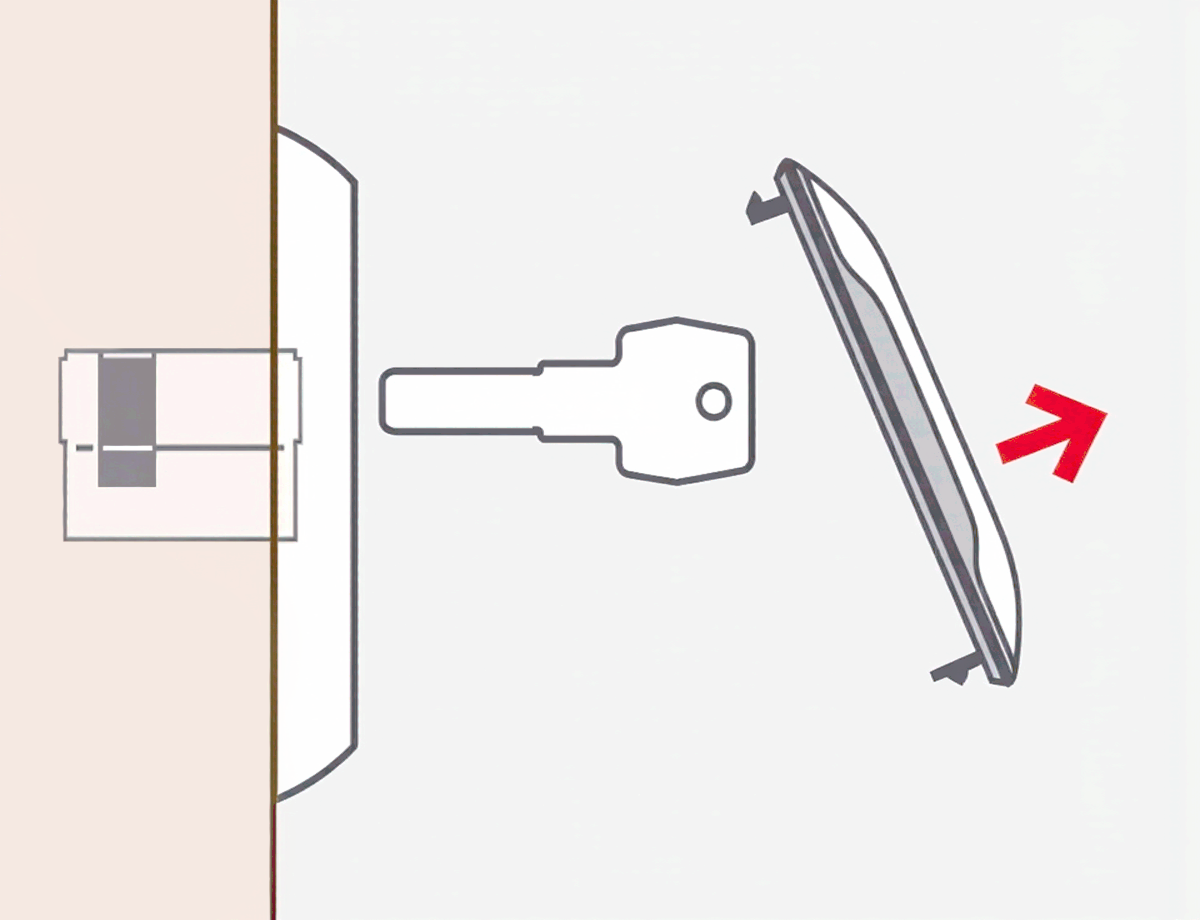 Illustration of key and emergency cylinder