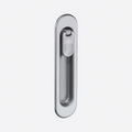 Metal door handle on a white background