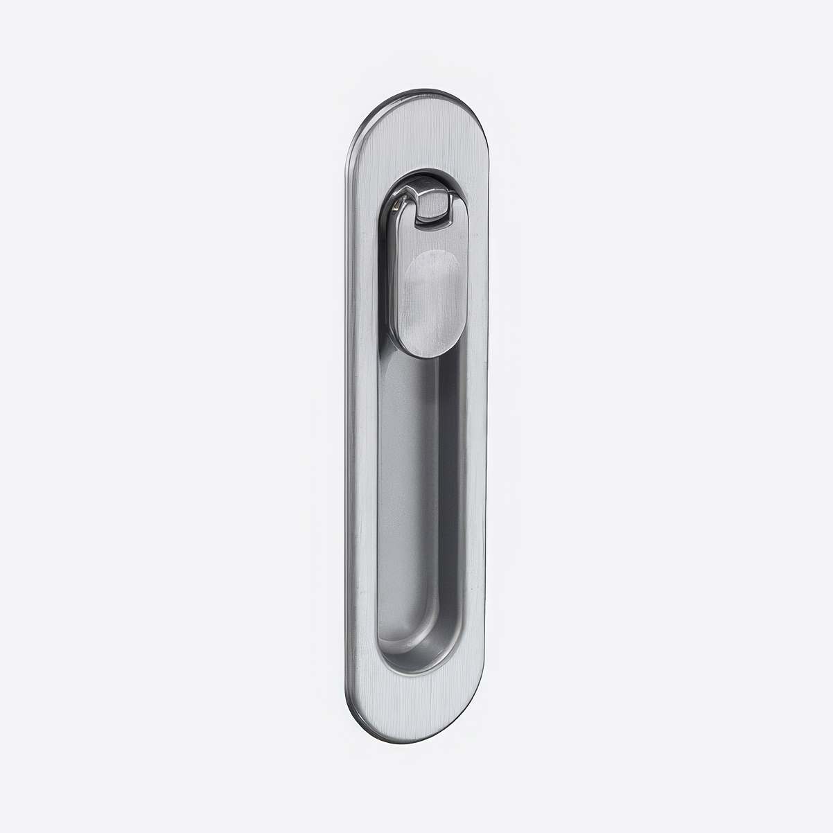 Metal door handle on a white background