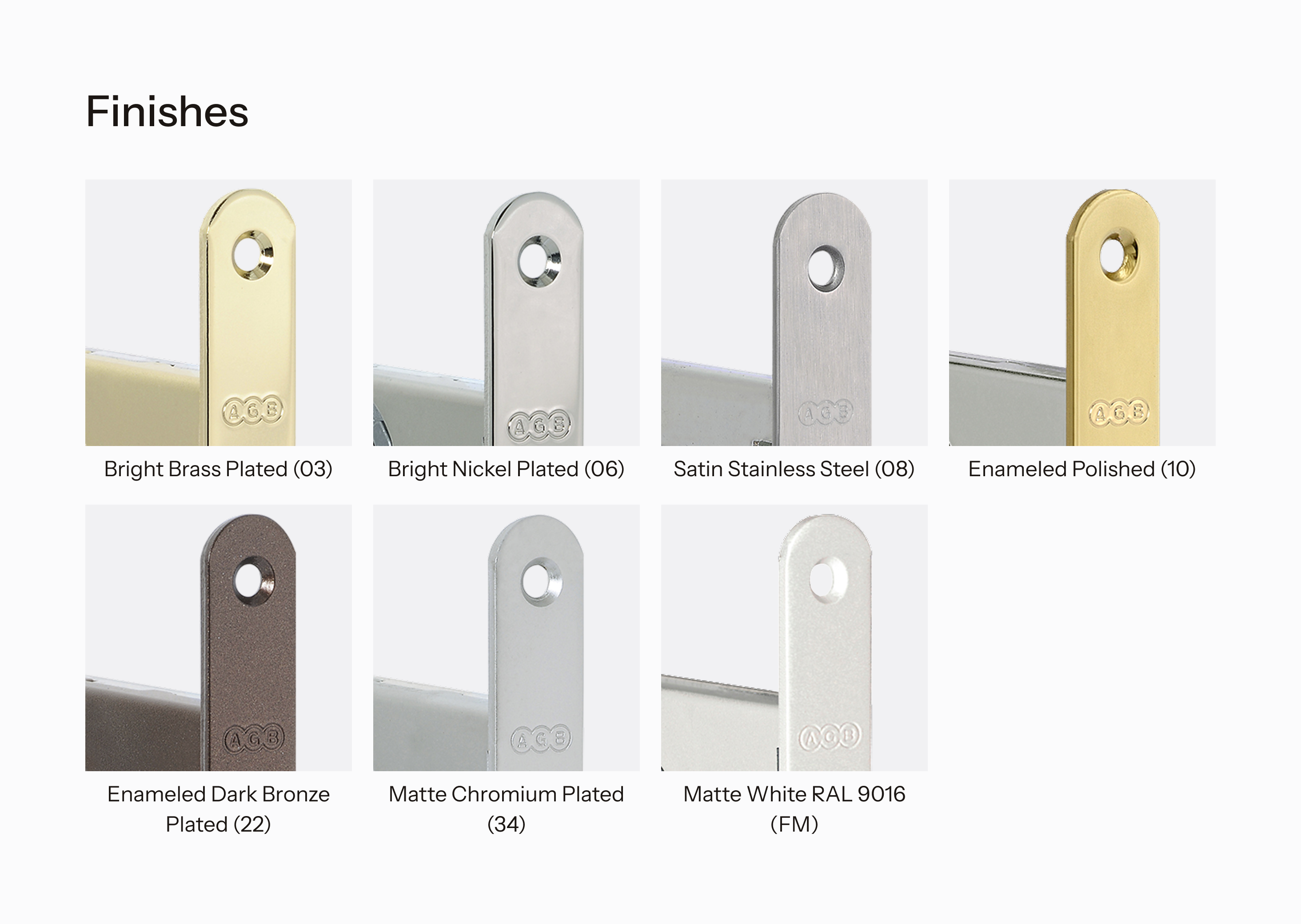 Various finishes for Patent Grande