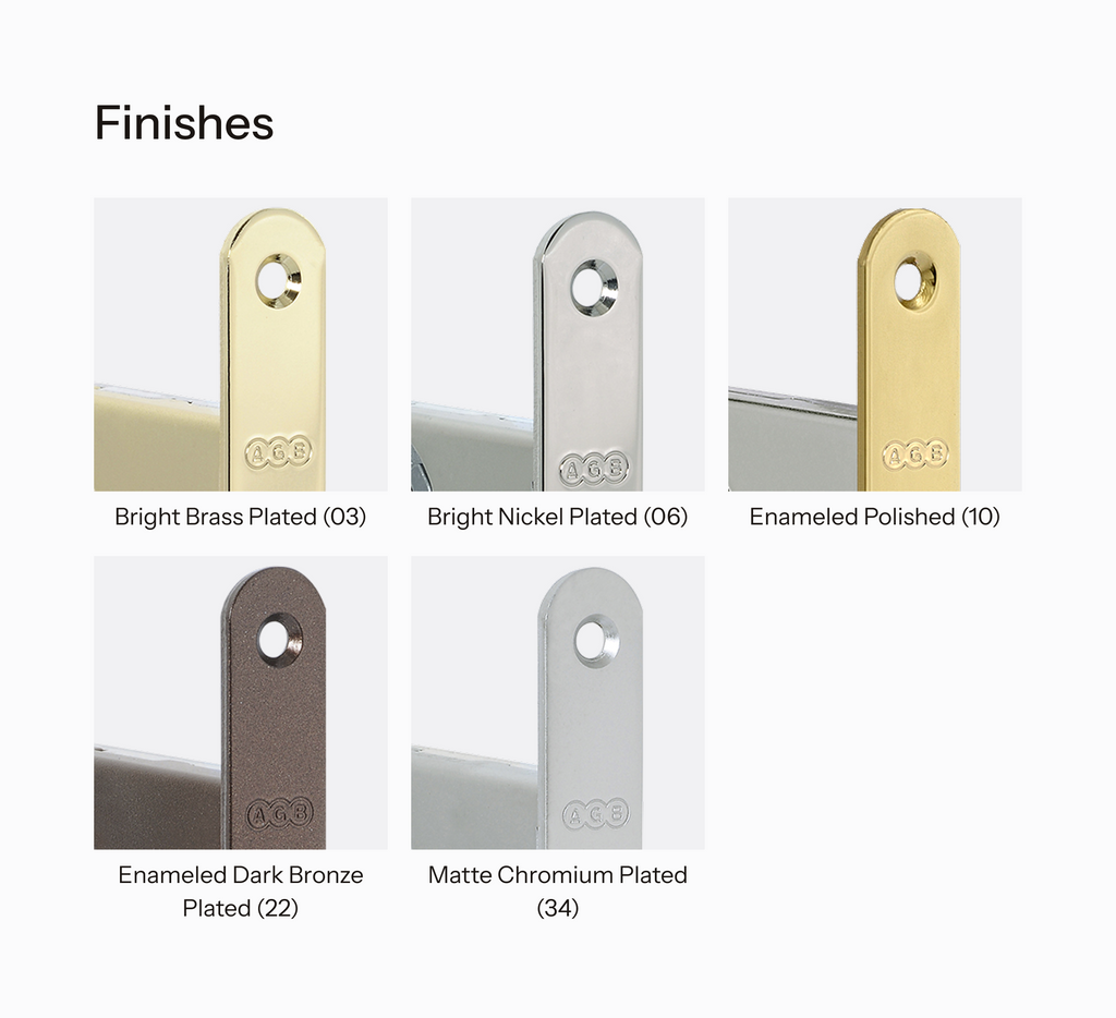 Overview of lock finishes available for Patent Piccola