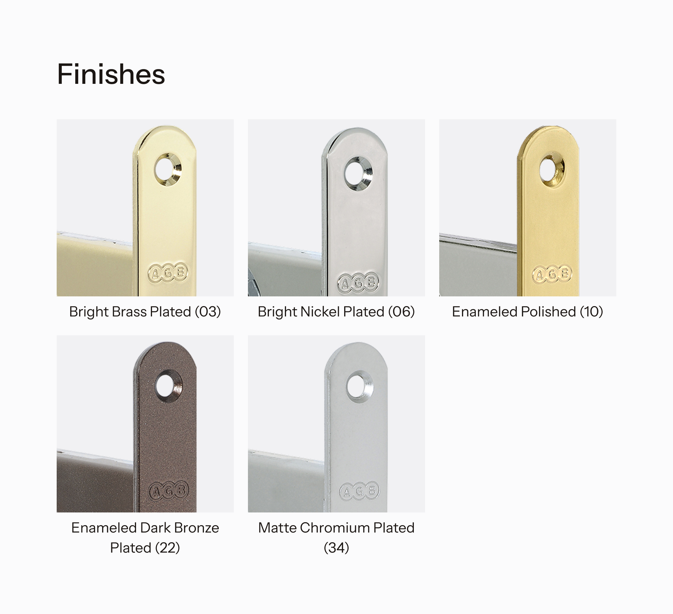 Overview of lock finishes available for Patent Piccola