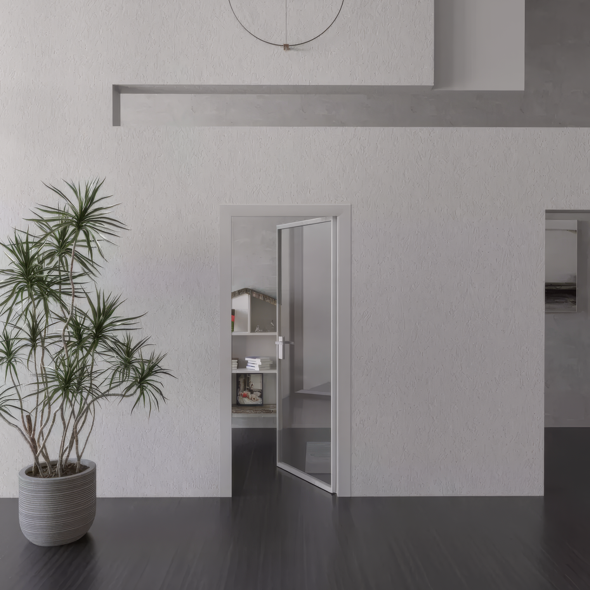 Glass door opening up to 90 degrees