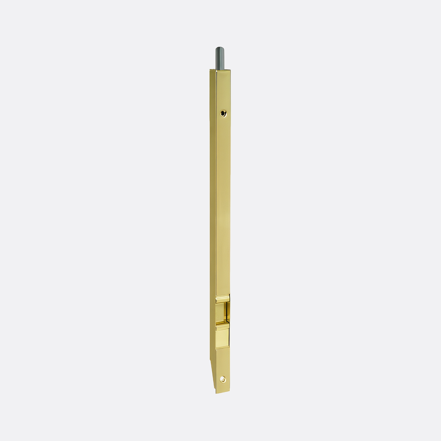 Gold door bolt against a white background