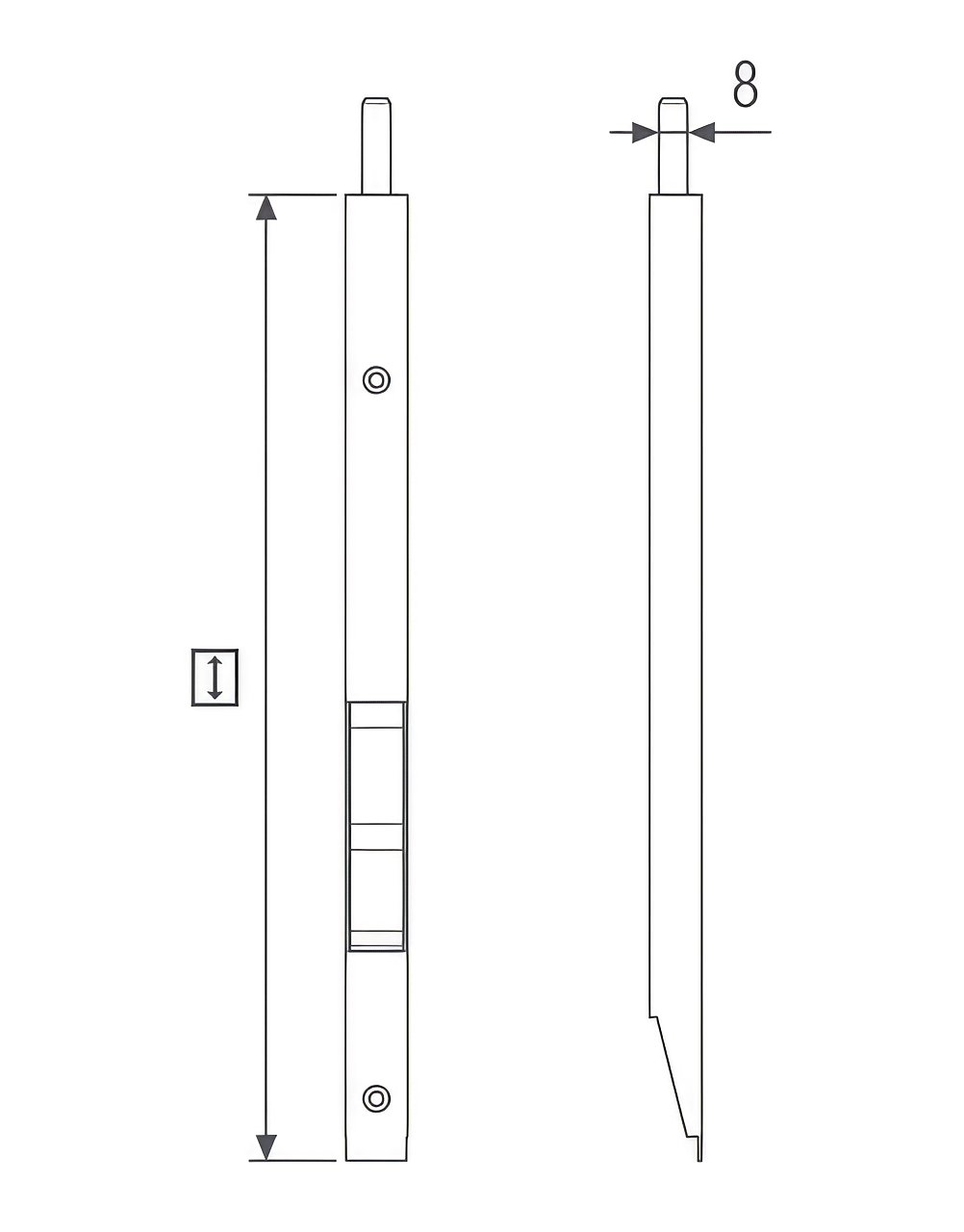 Push Button Bolt technical drawing