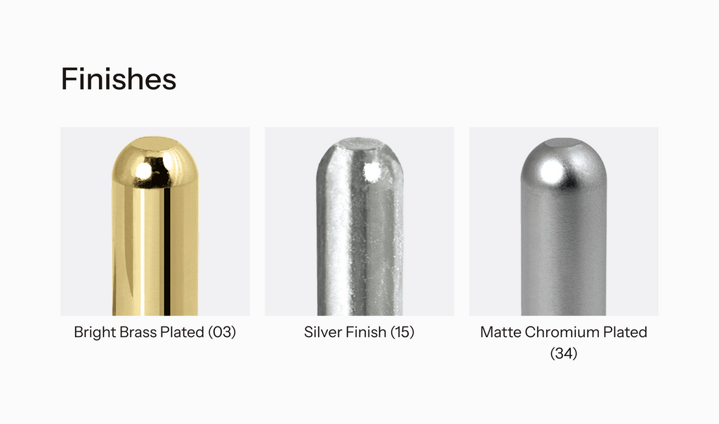 Overview of hinge finishes