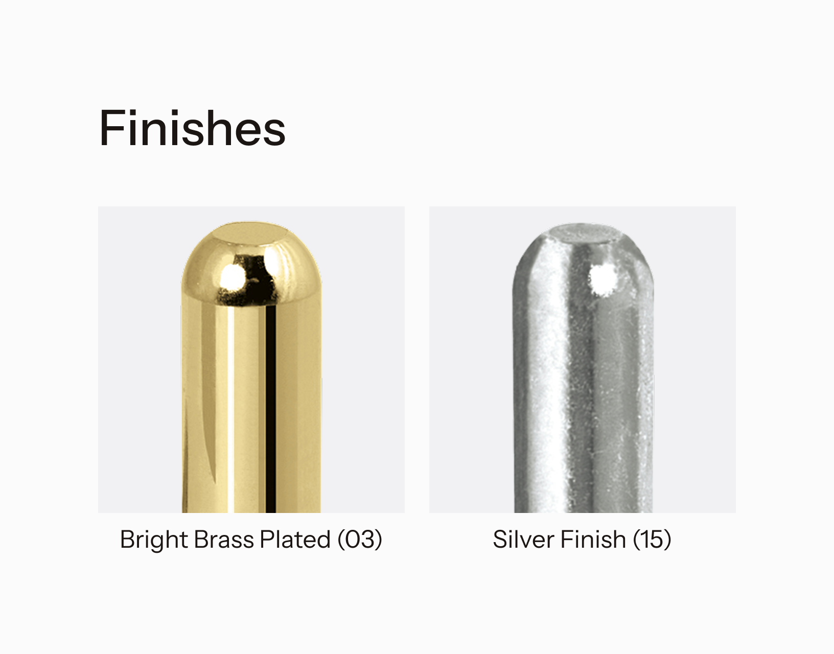 Overview of finishes available for R30