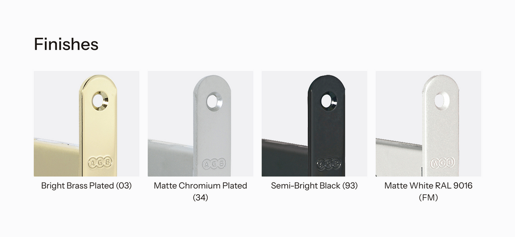 Overview of finishes available for Scivola Tre Class