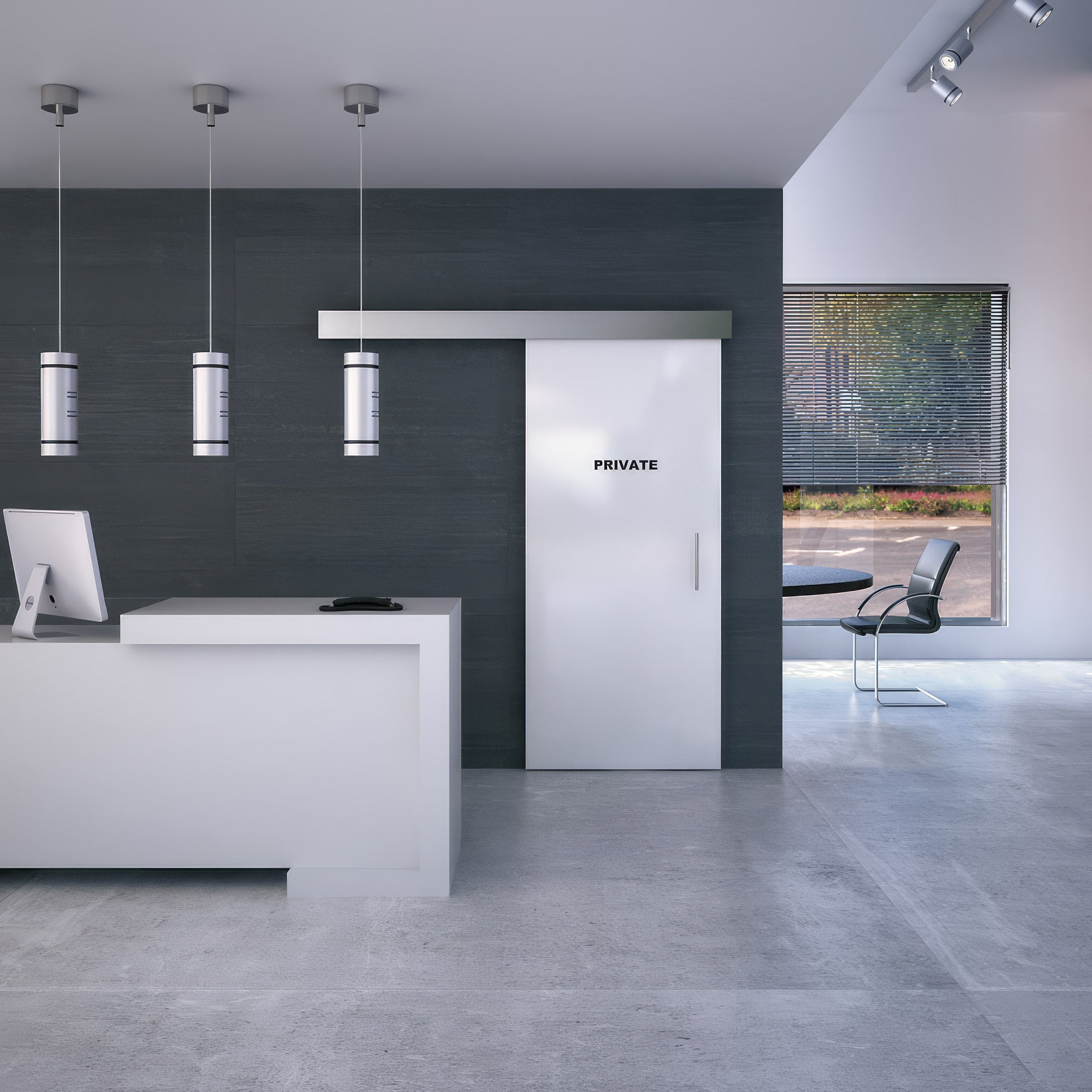 Glass door in a modern office environment