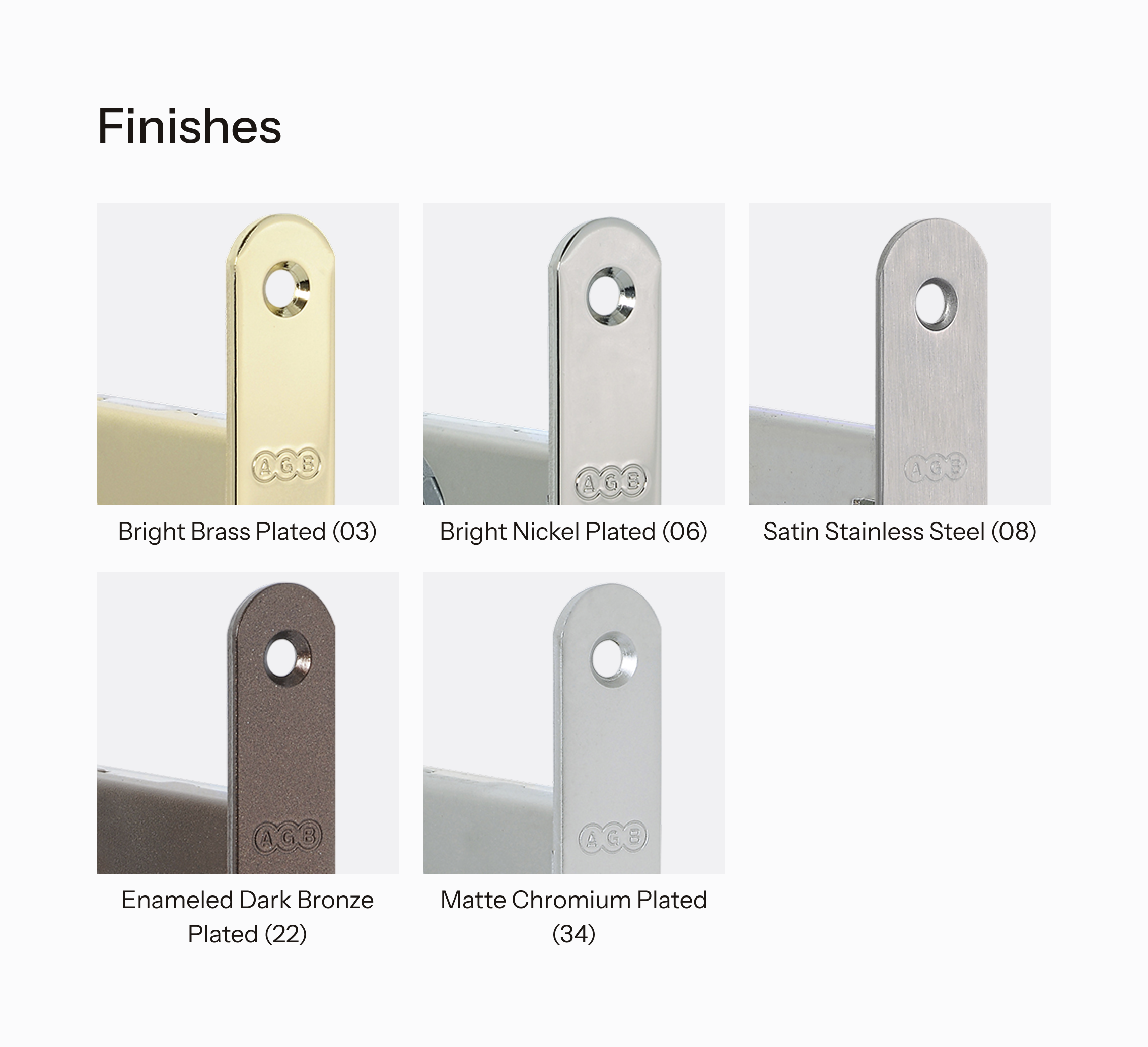 Overview of finishes available for Sicurezza 2.0