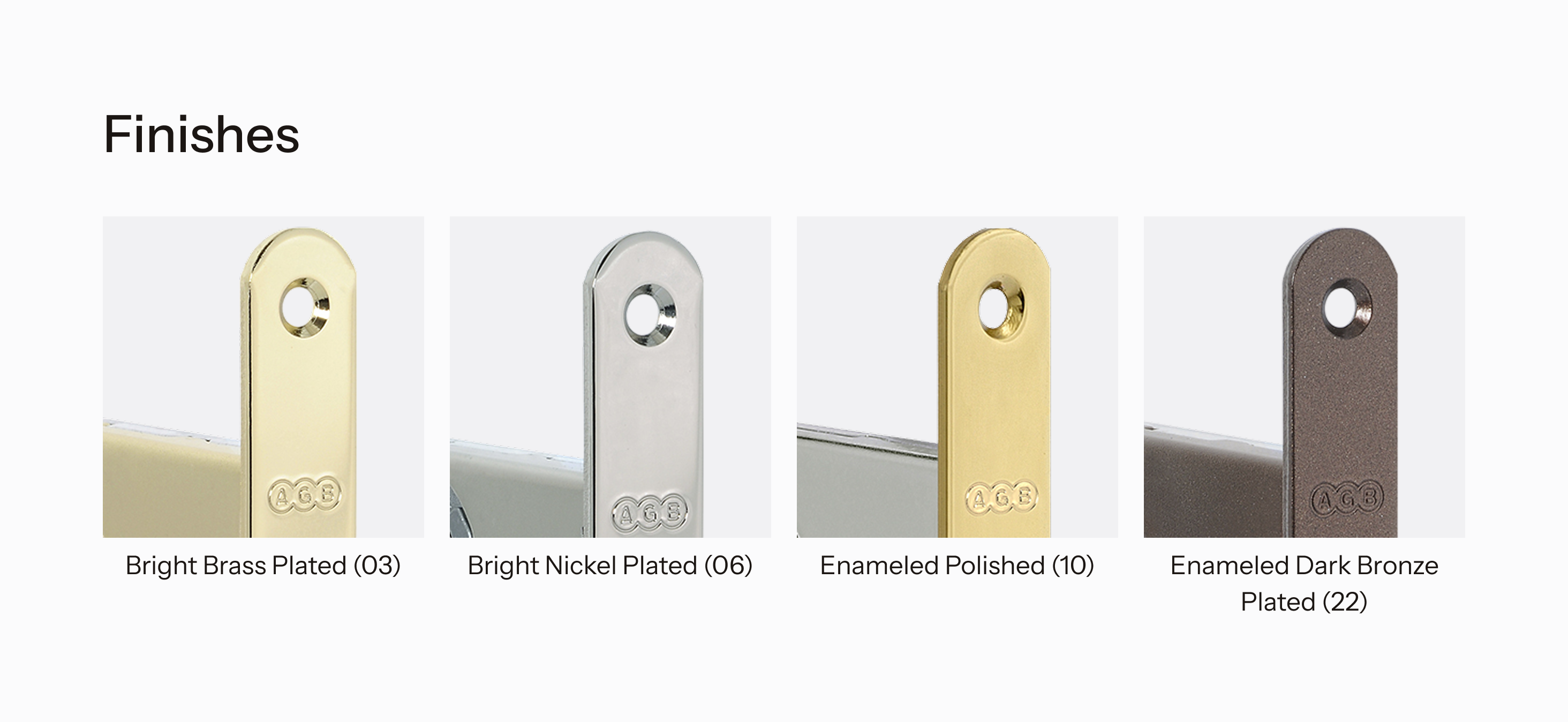 Overview of finishes available for Sicurezza