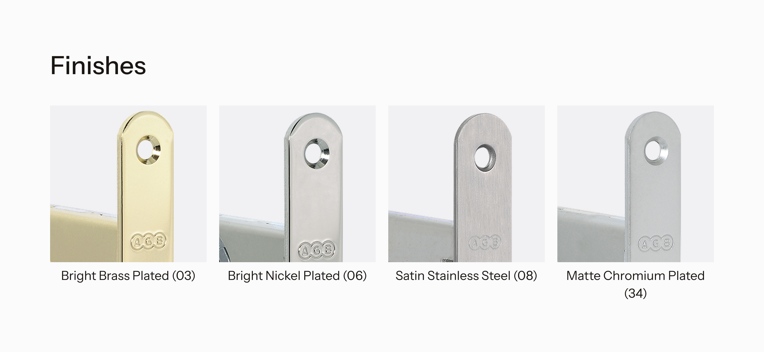 Overview of finishes available for Sicurezza SR