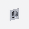 Square metal door handle on a white background