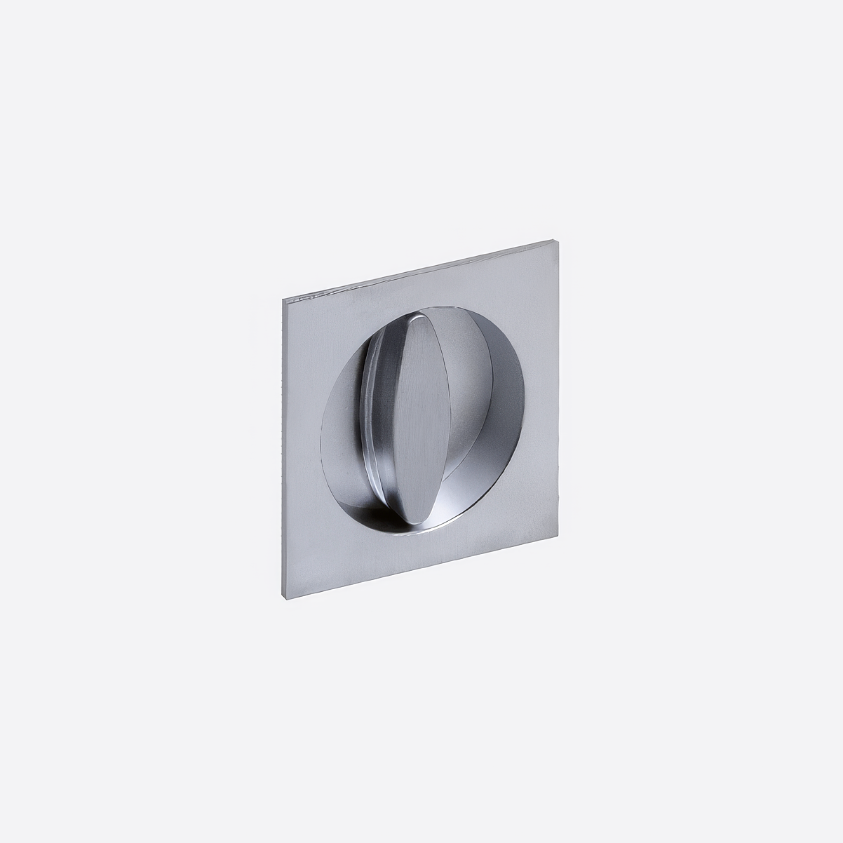 Square metal door handle on a white background