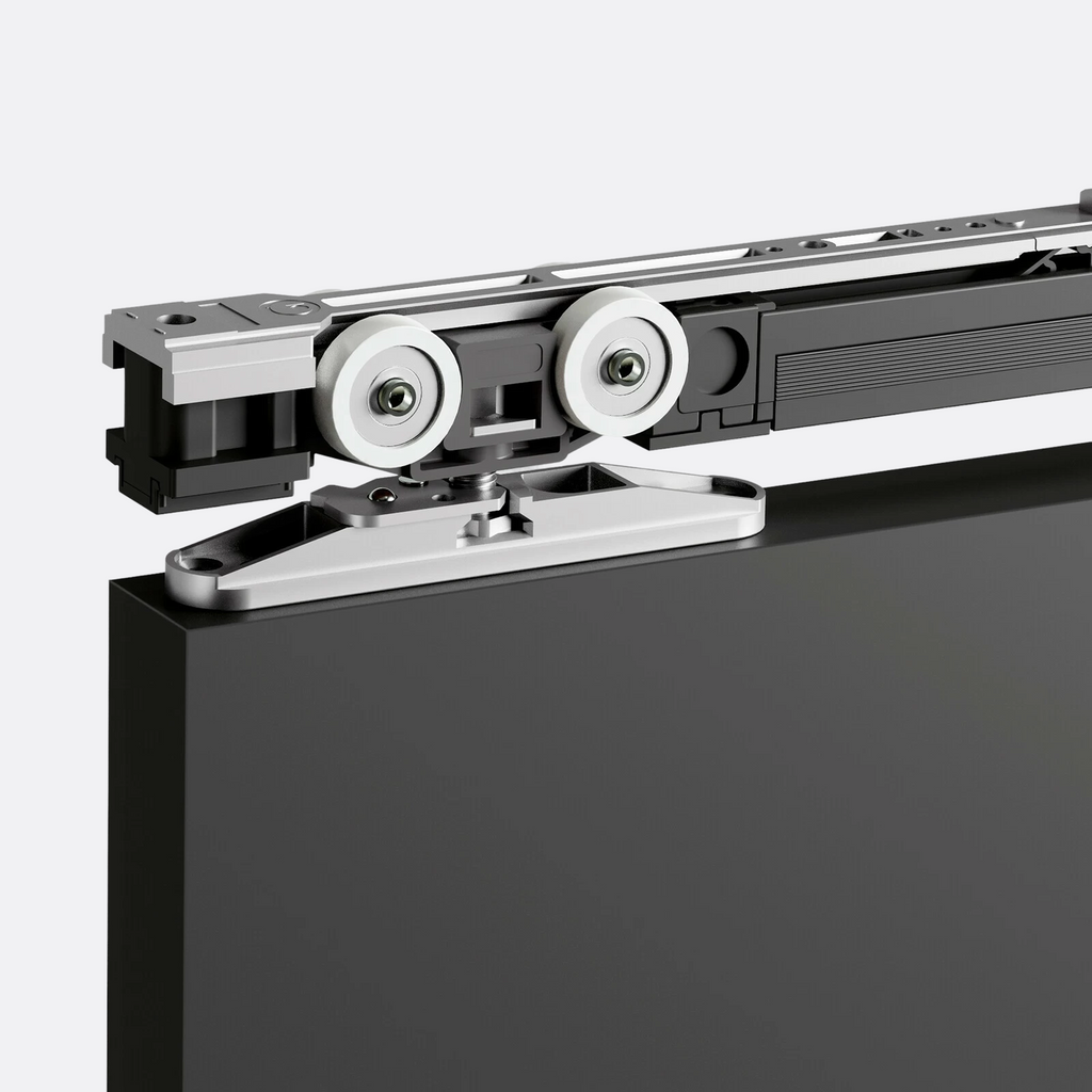 Close-up of Step Fluid's sliding door mechanisms