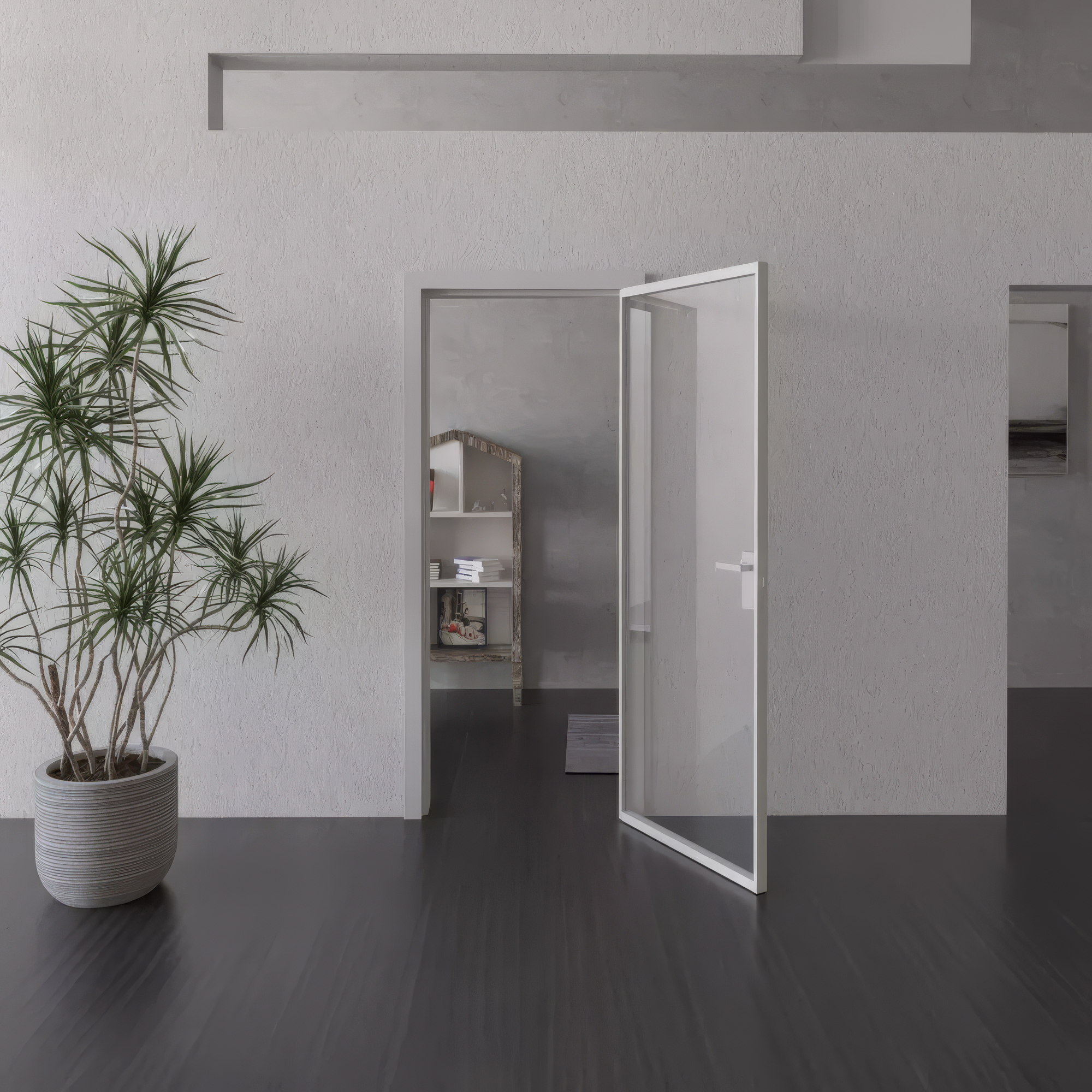 Glass door opening up to 180 degrees