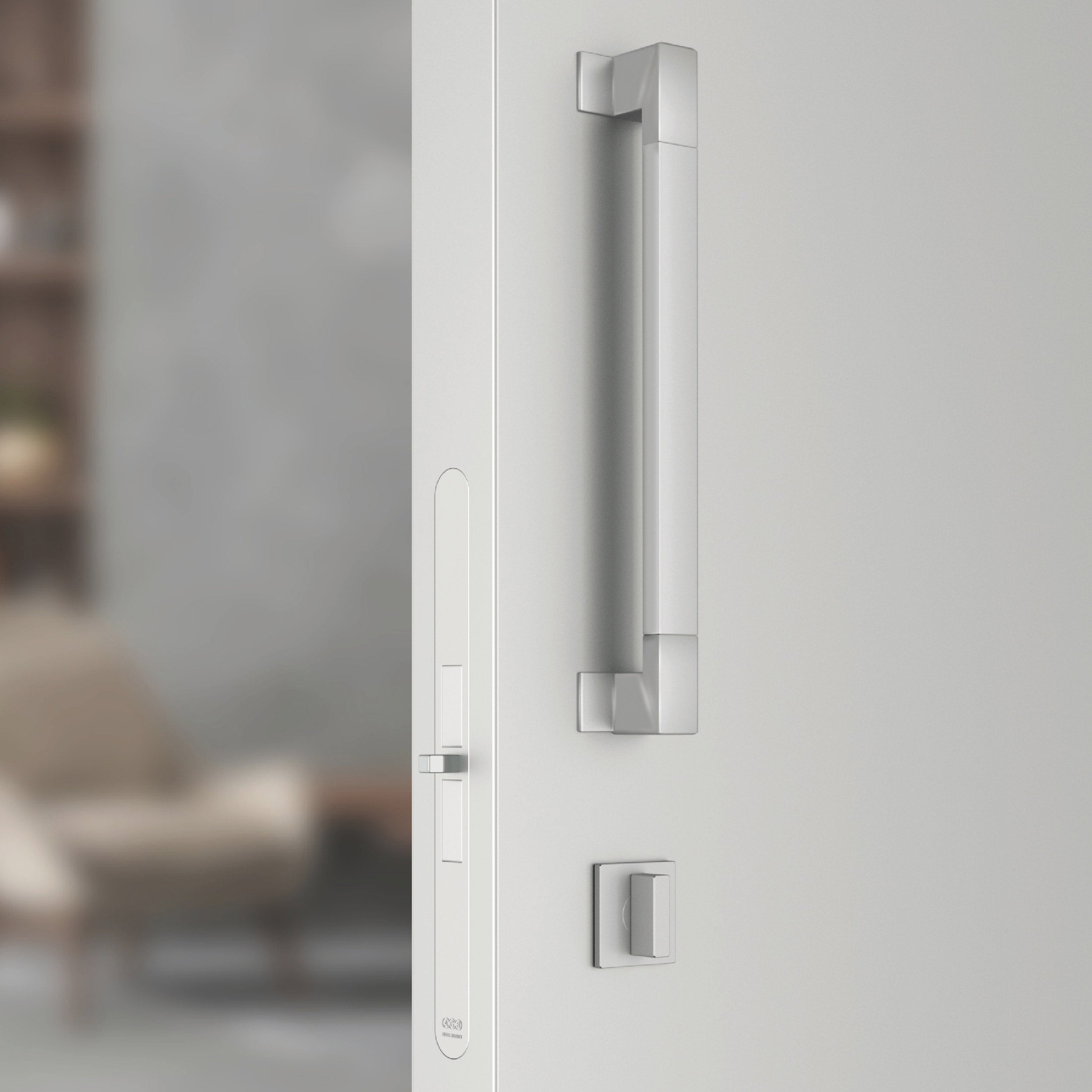 Close-up image of Touch & Close installed on a white door