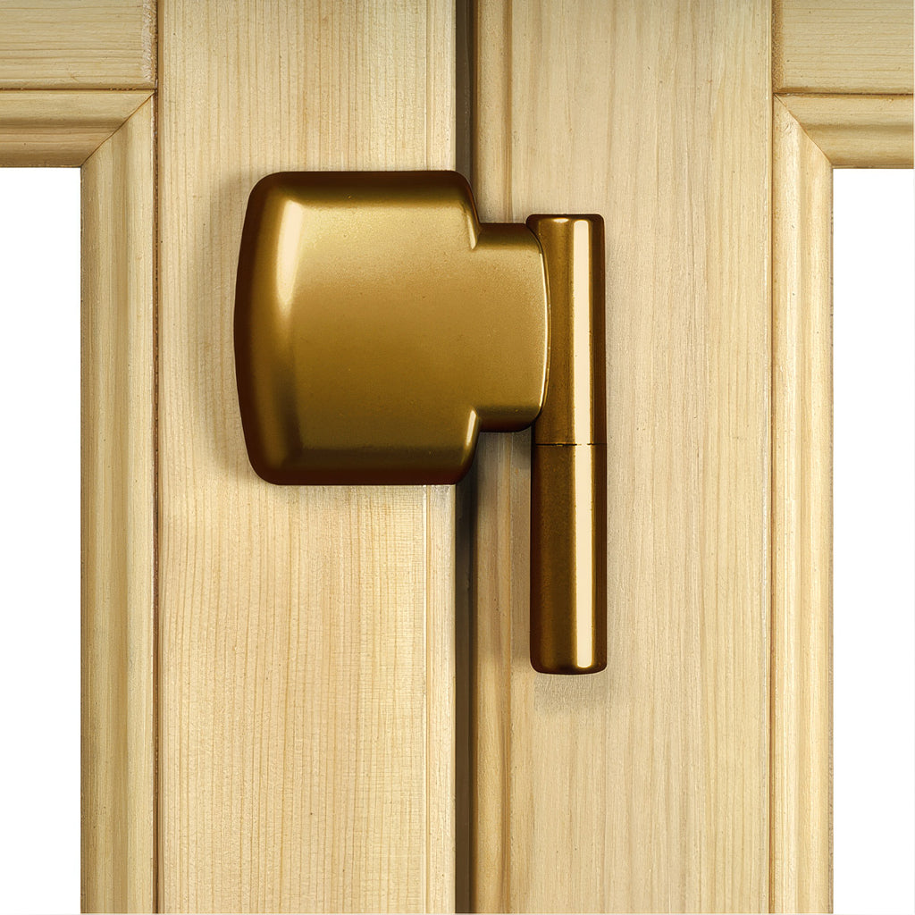 Close-up of Trimax installed on a wood cabinet door