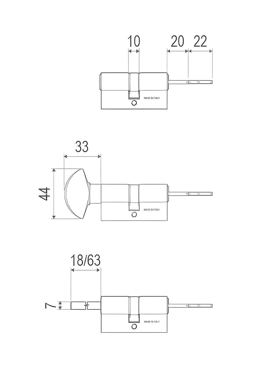 U-Tech PS Cylinder technical drawing