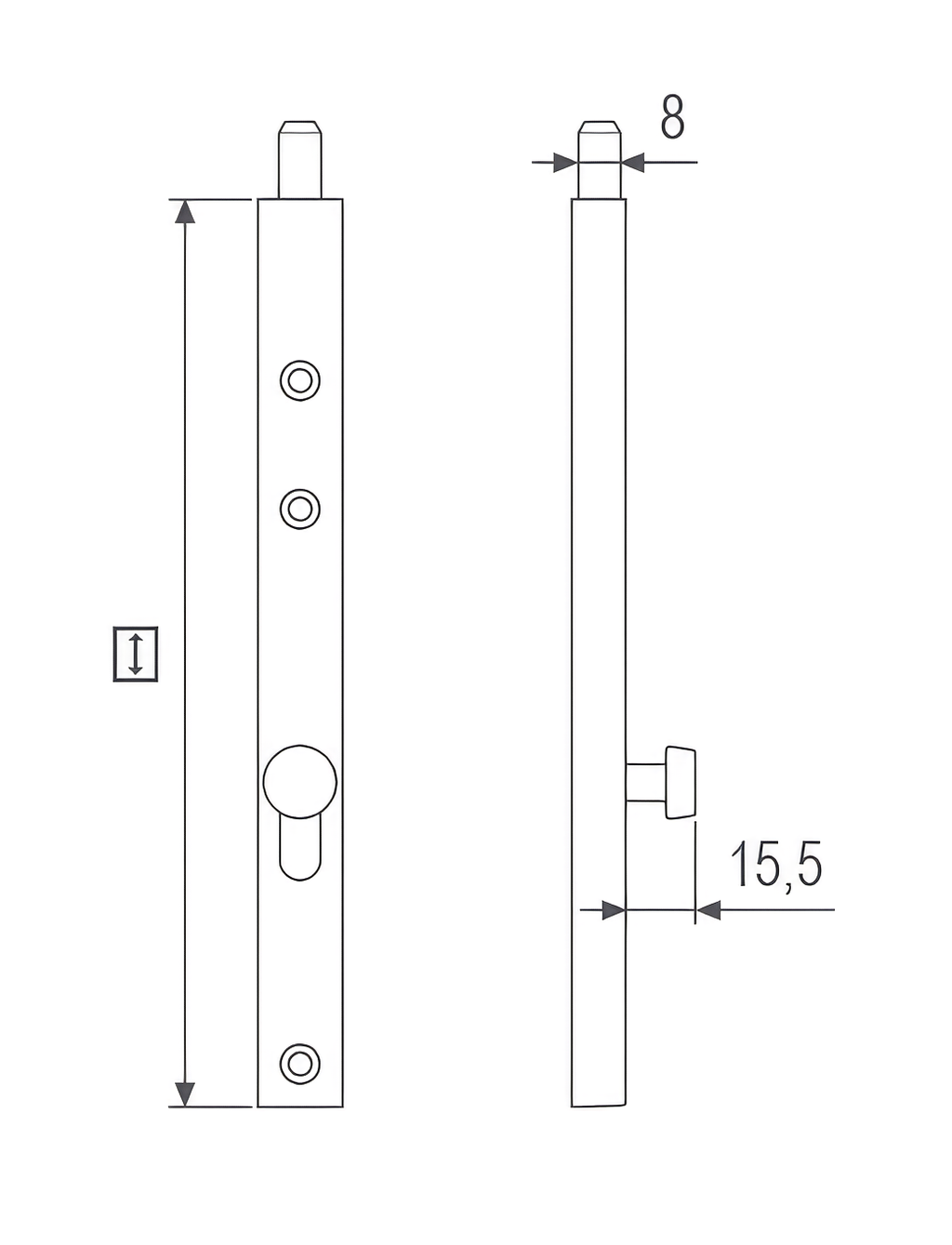 Vertical Bolt technical drawing