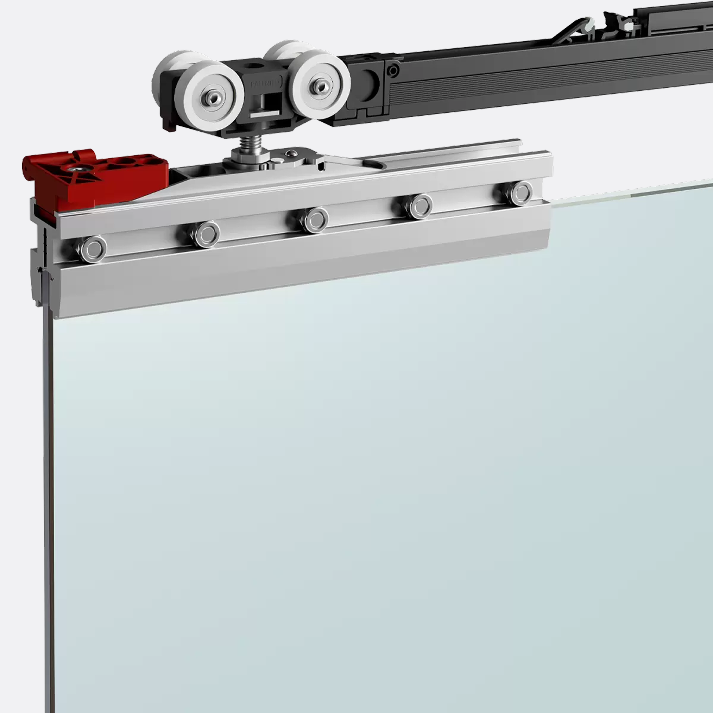 Close-up of Vetro 40 Drag's sliding door mechanism