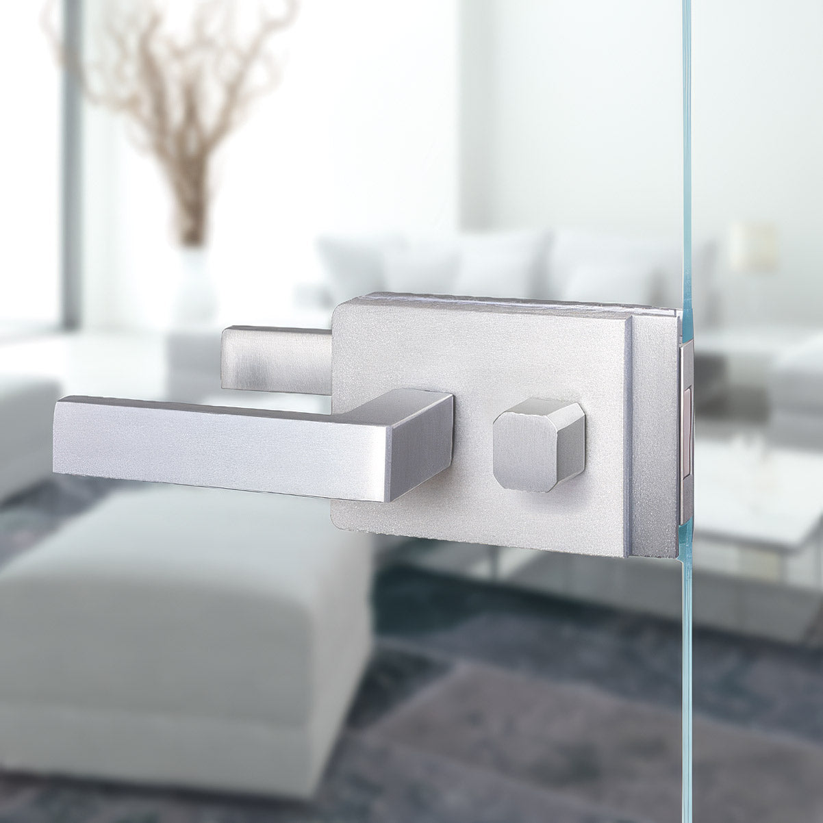 Vitra installed on a glass door