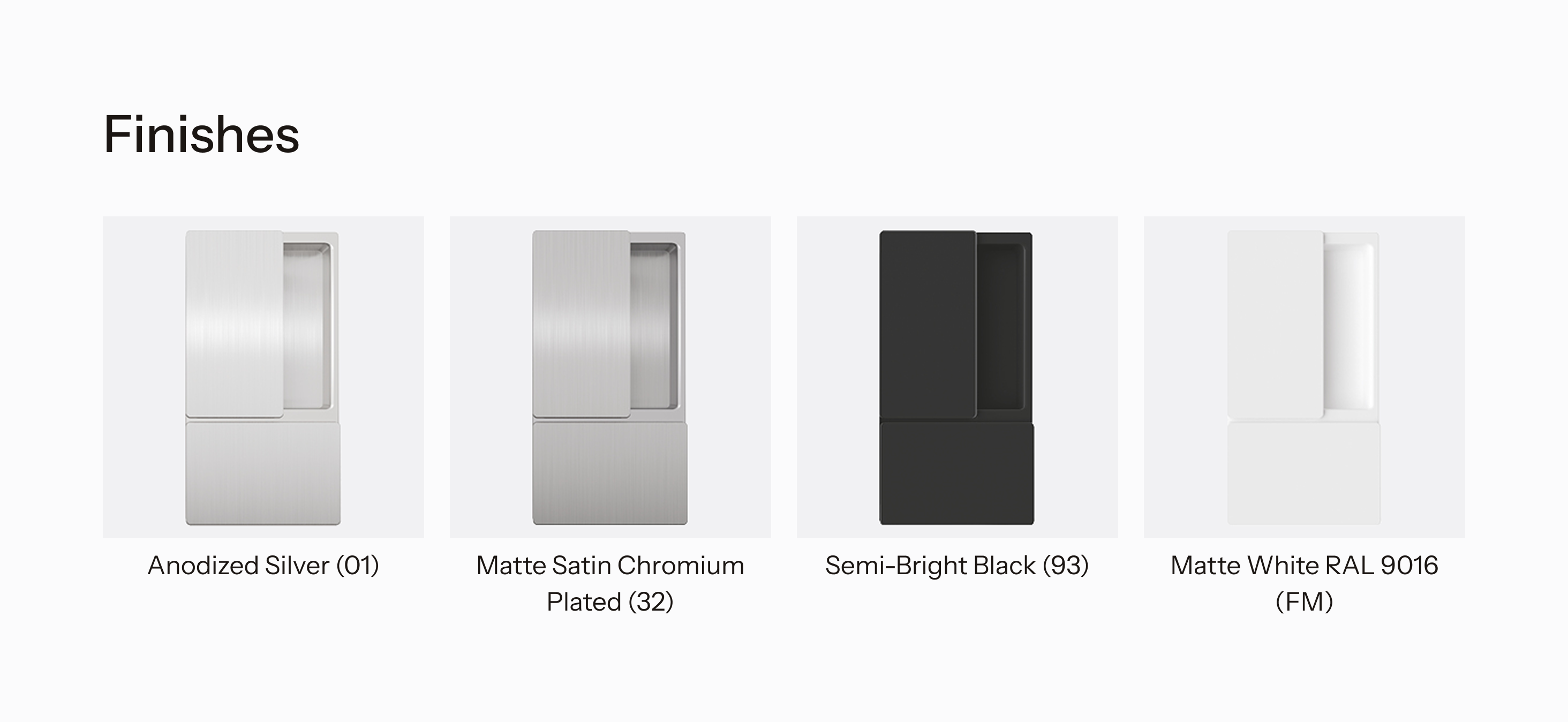 Overview of finishes available for Wave